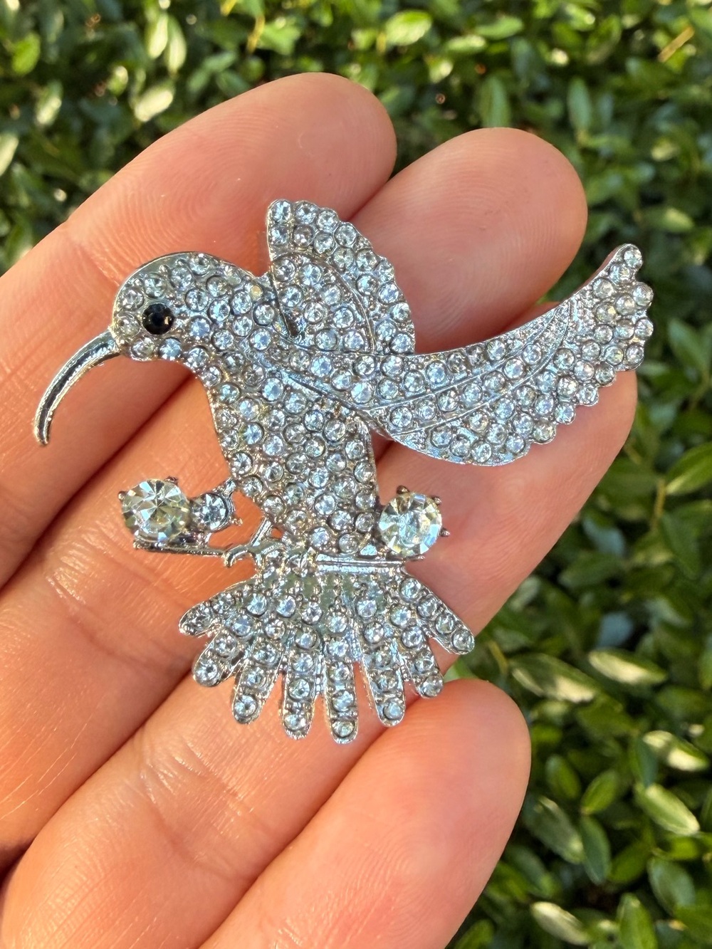 Silver Bird Brooch Pin - Crystal Bird Brooch - Picture 5 of 8
